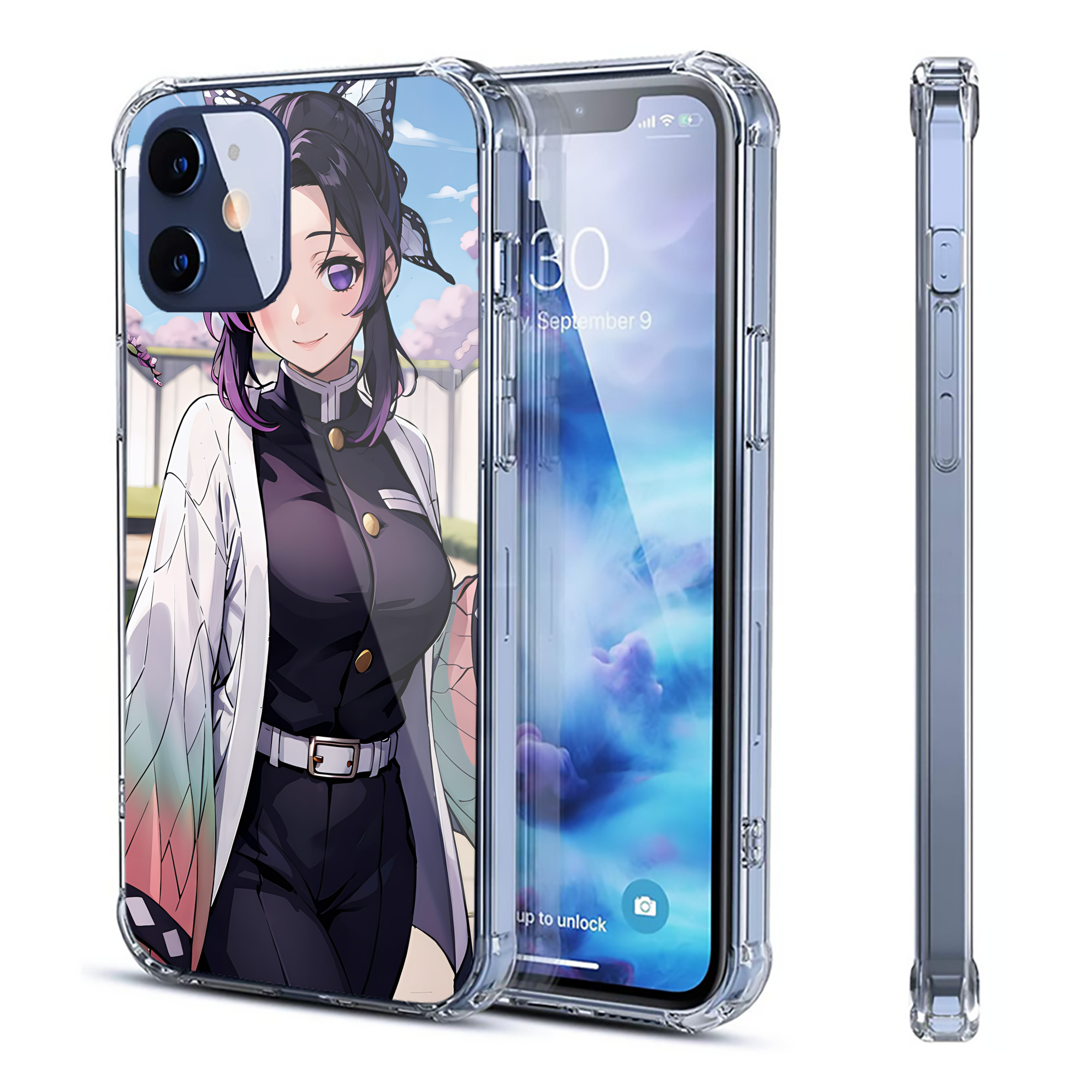 （画像用） 鬼滅の刃（きめつのやいば）蟲柱-胡蝶 しのぶ／こちょう しのぶ Kochou Shinobu 【iPhone 12シリーズ対応】透明スマホケース（クリアソフトケース）